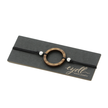 Ring Armband Fine (Nuss) - EYDL - mit Nylonband in Black - Holzschmuck