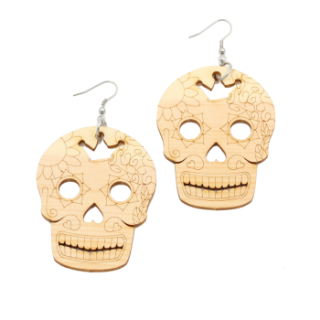 Sugar skull earrings classic - EYDL - in pine