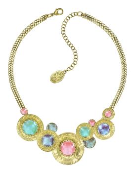 Pastel Multi - Shiny Brass - Honey Drops in Space - Halskette von Konplott