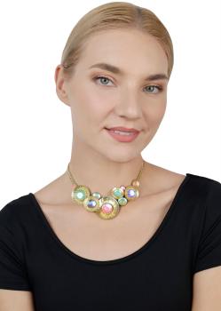 Pastel Multi - Shiny Brass - Honey Drops in Space - Konplott necklace