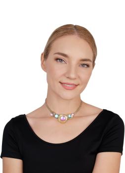 Pastel Multi - Shiny Brass - Honey Drops in Space - Halskette von Konplott