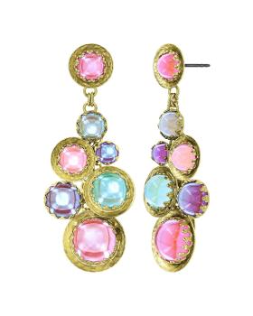 Pastel Multi - Shiny Brass - Honey Drops in Space - Ohrringe von Konplott