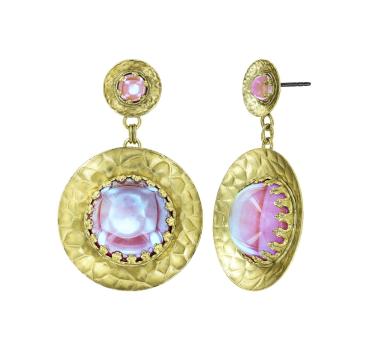 Pastel Multi - Shiny Brass - Honey Drops in Space - Ohrringe von Konplott