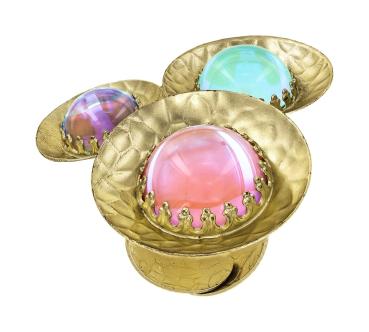 Pastel Multi - Shiny Brass - Honey Drops in Space - Ring von Konplott