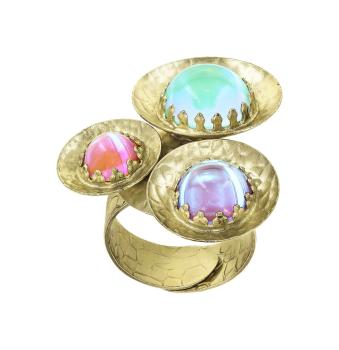 Pastel Multi - Shiny Brass - Honey Drops in Space - Ring von Konplott