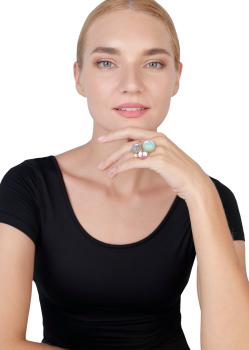 Pastel Multi - Shiny Brass - Honey Drops in Space - Ring von Konplott