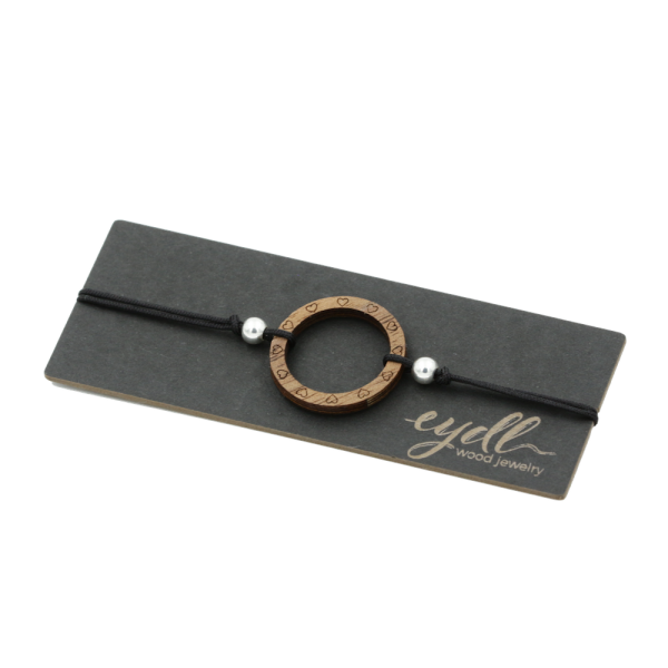 Ring bracelet Fine (Walnut Wood) - EYDL - Nylon cord in Black