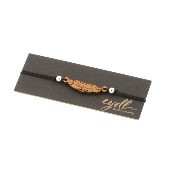 Feather bracelet Fine (Walnut Wood) - EYDL - Nylon cord in Black