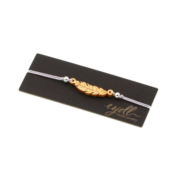 Feather bracelet Fine (Maple) - EYDL - Nylon cord in Light Grey