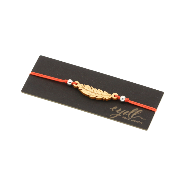Feather bracelet Fine (Maple) - EYDL - Nylon cord in Coral Red
