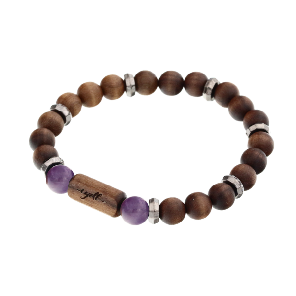 "Wisdom" beads bracelet Energy Prince (nut wood) - EYDL - with amethyst