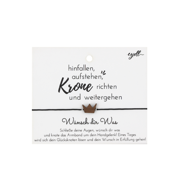 Krone Glücksknoten Armband (Nuss) - EYDL - mit Nylonband in Schwarz