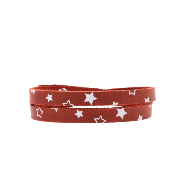 Stars leather wrap-bracelet Cara - EYDL - in Red