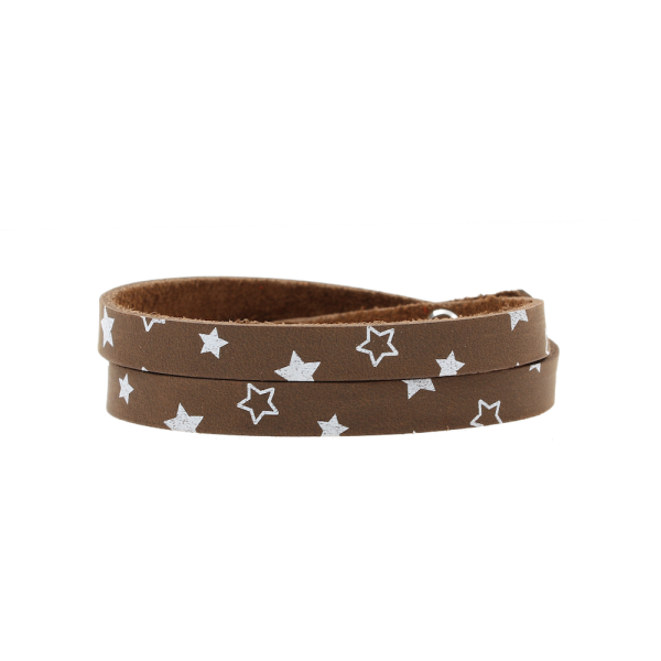 Stars leather wrap-bracelet Cara - EYDL - in Brown