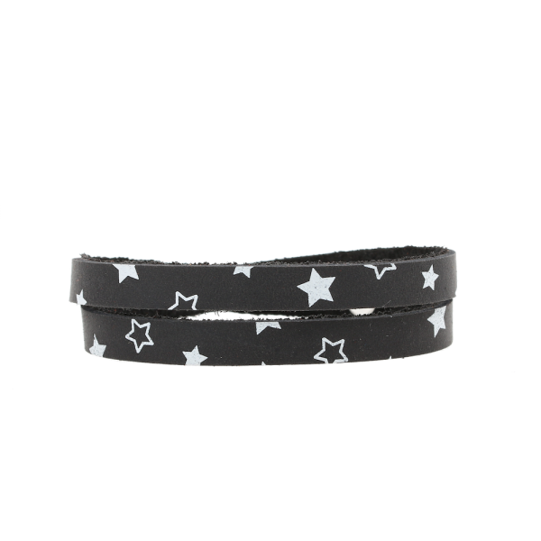 Stars leather wrap-bracelet Cara - EYDL - in Black