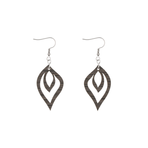 "Flames" Ohrringe Liara - EYDL - in Eiche grau - Holzschmuck
