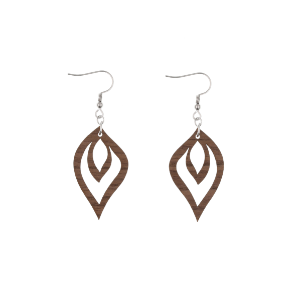 "Flames" Ohrringe Liara - EYDL - in Nuss - Holzschmuck