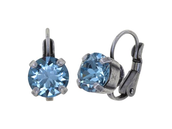 Blue Aquamarine - Black Jack Ohrstecker Eurowire